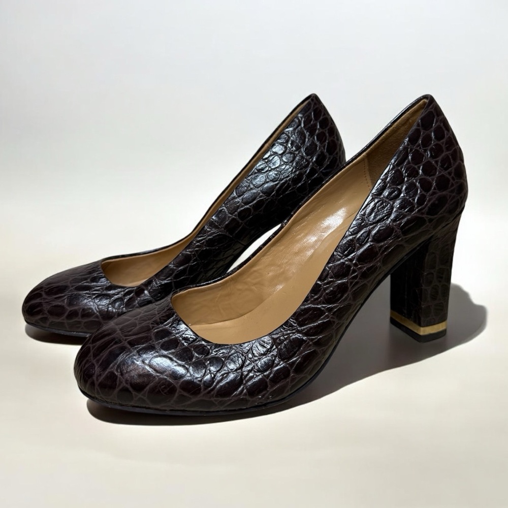 Talbots Shoes Womens Crocodile Pump Leather Round Toe Size 7